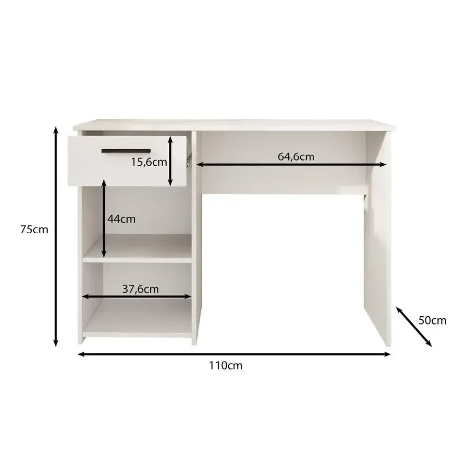 Meubella - Bureau Hyatt - Eiken - Wit - 156 cm