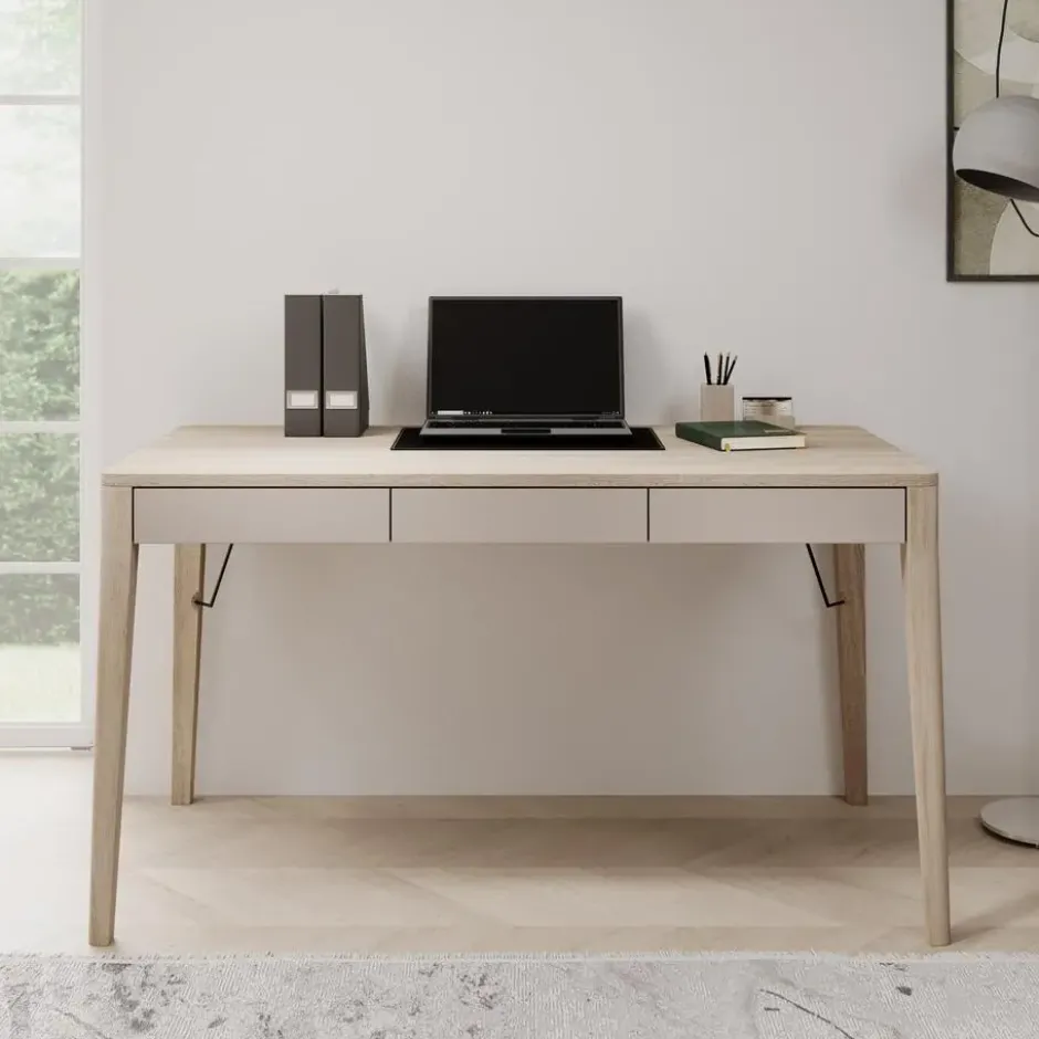 Meubella - Bureau Mazar - Licht eiken - 139 cm