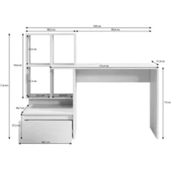 Meubella - Bureau Pierre 2 - Licht eiken - Antraciet - 145 cm