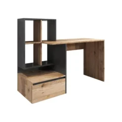 Meubella - Bureau Pierre 2 - Licht eiken - Antraciet - 145 cm