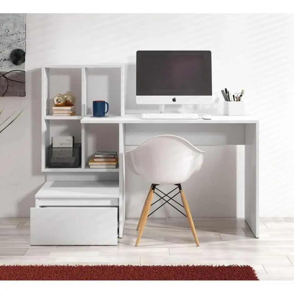 Meubella - Bureau Pierre 2 - Wit - 145 cm