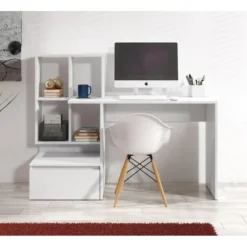 Meubella - Bureau Pierre 2 - Wit - 145 cm