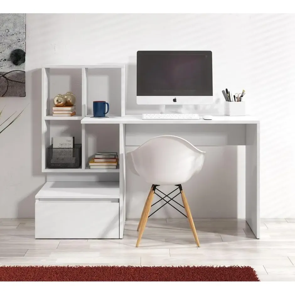 Meubella - Bureau Pierre 2 - Wit - 145 cm