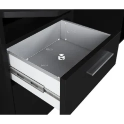 Meubella - Bureau Tamara 3 - Zwart - 160 cm - Met LED