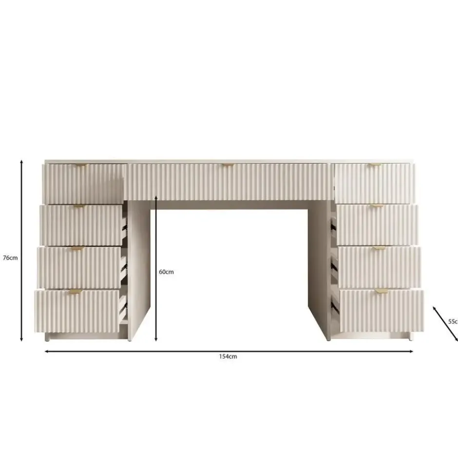 Meubella - Bureau Tavares 2 - Beige - 154 cm