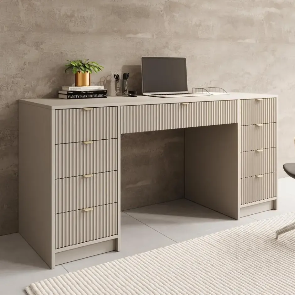 Meubella - Bureau Tavares 2 - Beige - 154 cm
