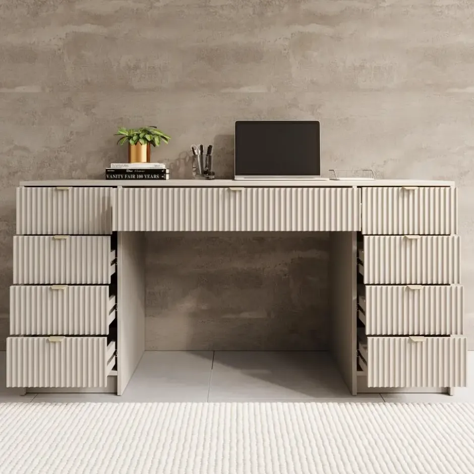 Meubella - Bureau Tavares 2 - Beige - 154 cm