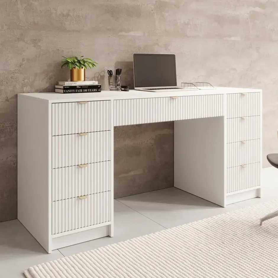 Meubella - Bureau Tavares 2 - Wit - 154 cm