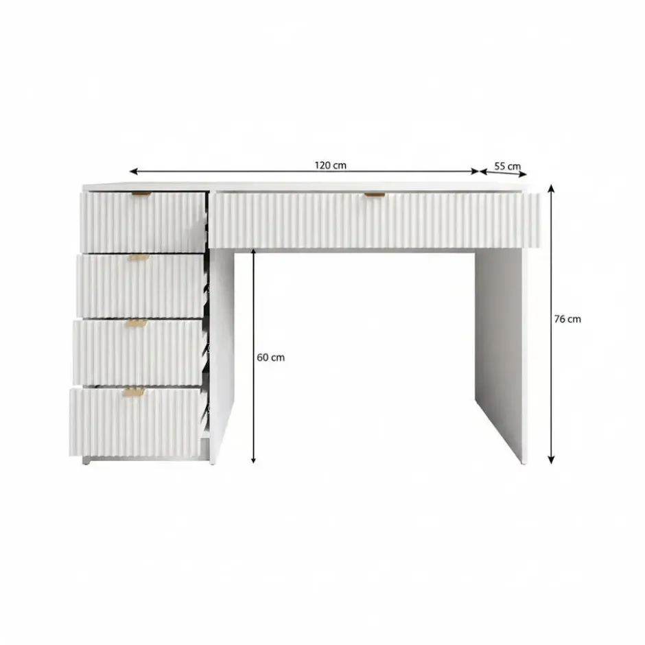 Meubella - Bureau Tavares - Wit - 120 cm