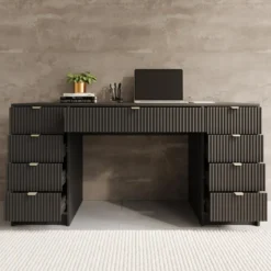 Meubella - Bureau Tavares 2 - Zwart - 154 cm