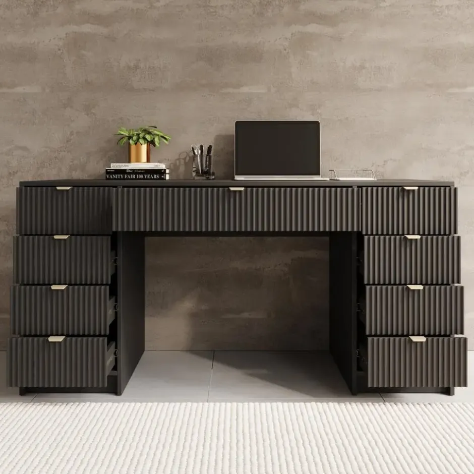 Meubella - Bureau Tavares 2 - Zwart - 154 cm