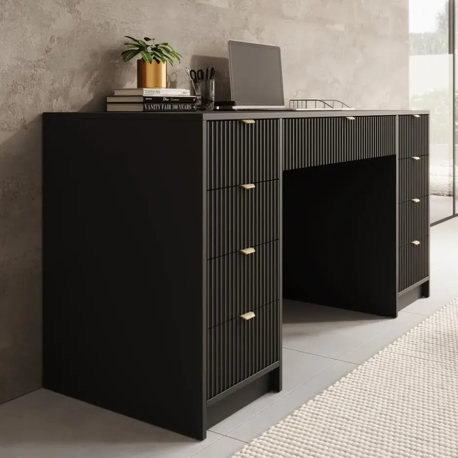 Meubella - Bureau Tavares 2 - Zwart - 154 cm