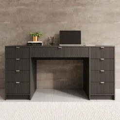 Meubella - Bureau Tavares 2 - Zwart - 154 cm