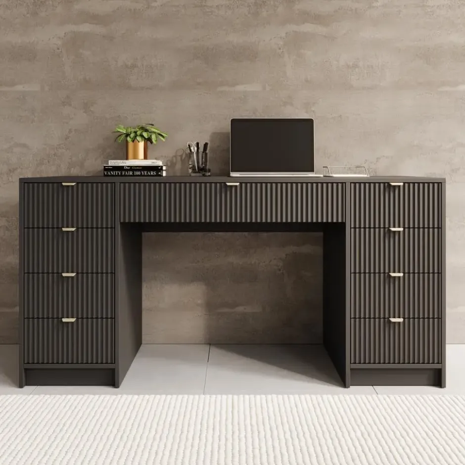 Meubella - Bureau Tavares 2 - Zwart - 154 cm