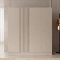 Meubella - Capri - Kledingkast 4-deurs - Beige - 205x55x220 cm