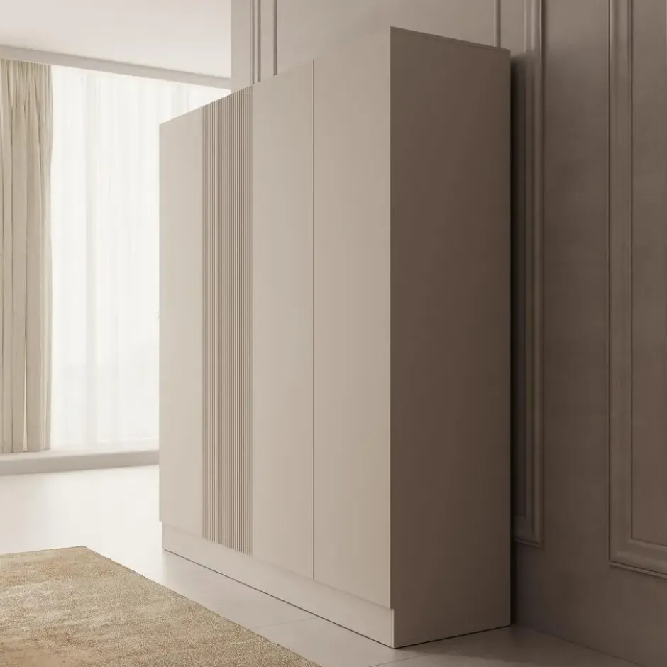 Meubella - Capri - Kledingkast 4-deurs - Beige - 205x55x220 cm