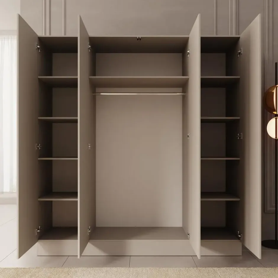 Meubella - Capri - Kledingkast 4-deurs - Beige - 205x55x220 cm