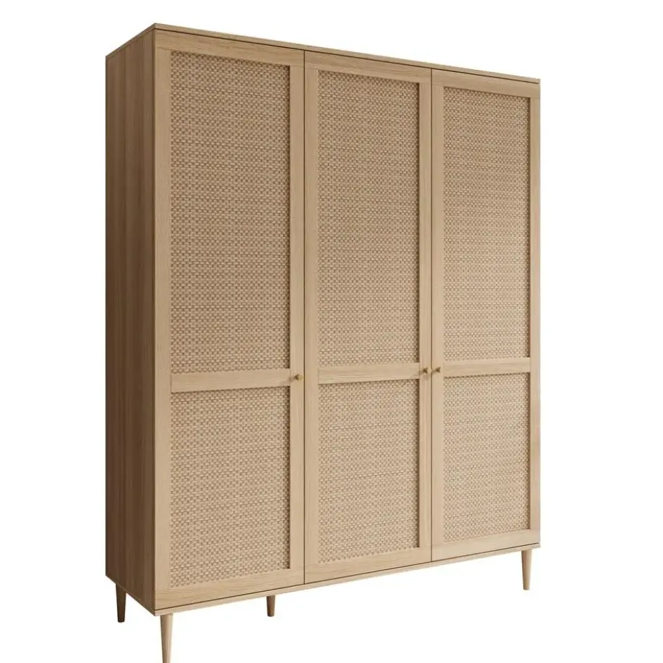 Meubella - Crimson - Kledingkast met 3 deuren - Eiken - 165x52x208 cm