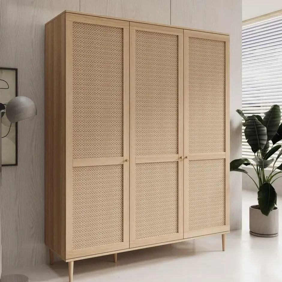 Meubella - Crimson - Kledingkast met 3 deuren - Eiken - 165x52x208 cm