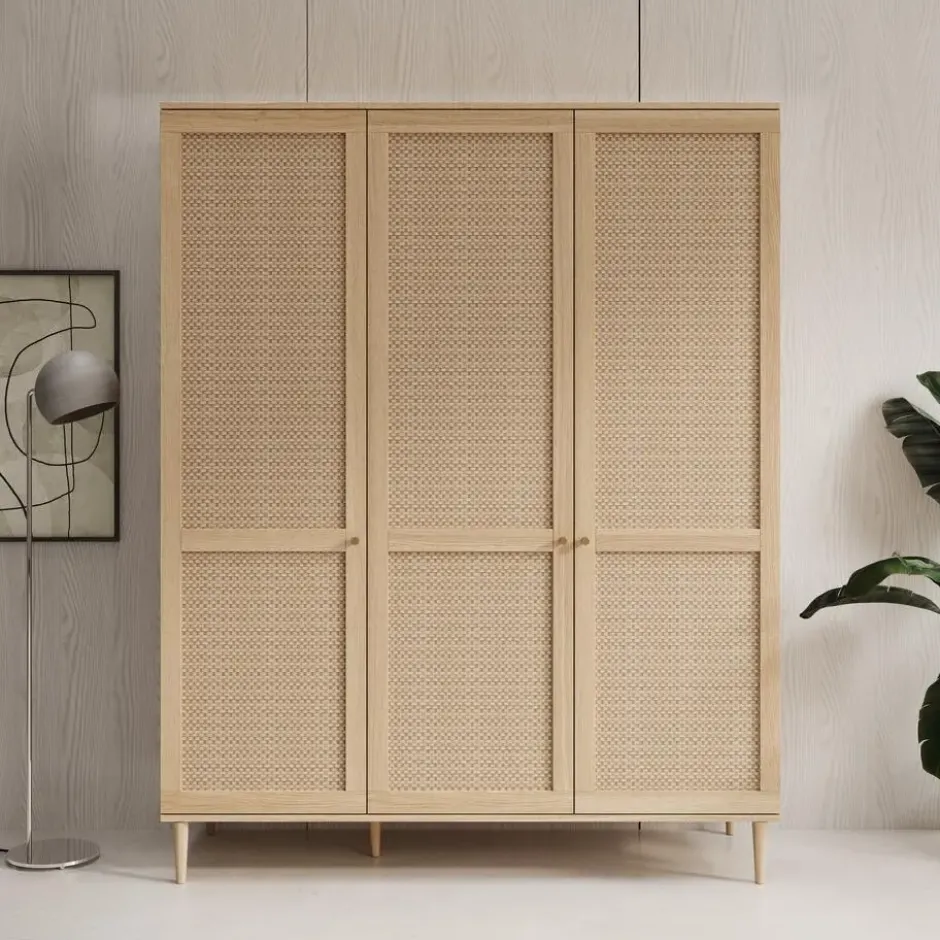 Meubella - Crimson - Kledingkast met 3 deuren - Eiken - 165x52x208 cm