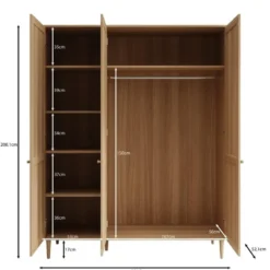 Meubella - Crimson - Kledingkast met 3 deuren - Eiken - 165x52x208 cm