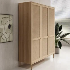 Meubella - Crimson - Kledingkast met 3 deuren - Eiken - 165x52x208 cm