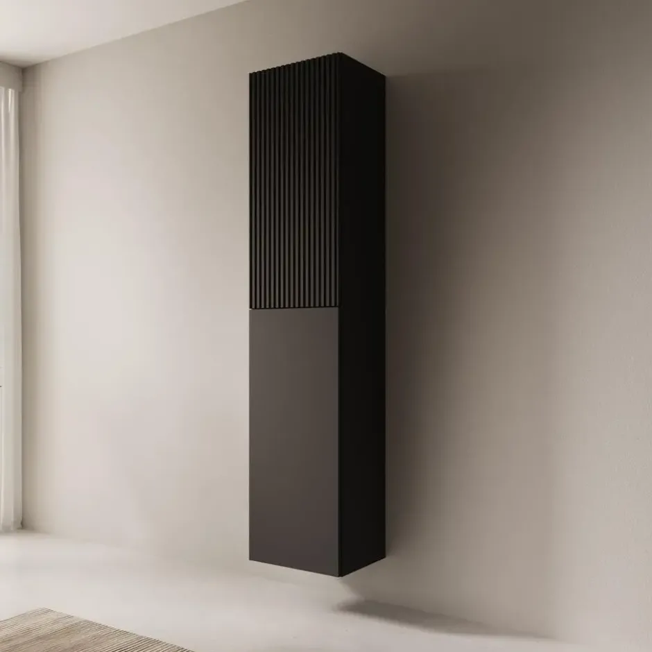Meubella - Cruzar - Vitrinekast - Zwart - 40x30x180 cm