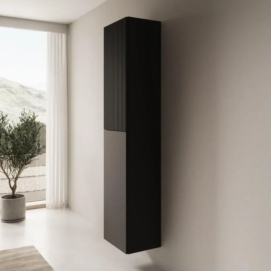 Meubella - Cruzar - Vitrinekast - Zwart - 40x30x180 cm