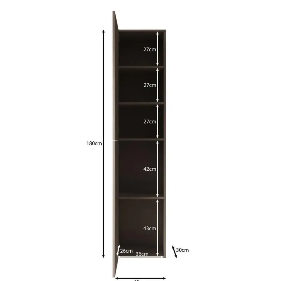 Meubella - Cruzar - Vitrinekast - Zwart - 40x30x180 cm
