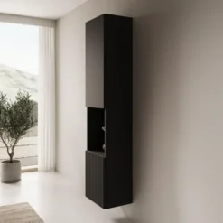 Meubella - Cruzar 2 - Vitrinekast - Zwart - 40x30x180 cm