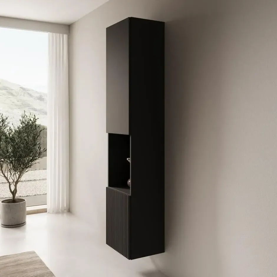 Meubella - Cruzar 2 - Vitrinekast - Zwart - 40x30x180 cm