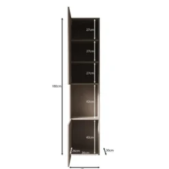 Meubella - Cruzar 2 - Vitrinekast - Zwart - 40x30x180 cm