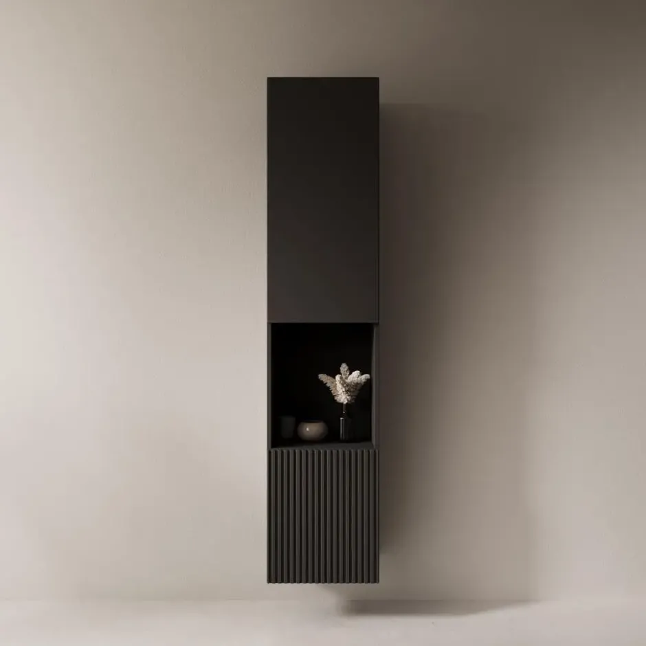 Meubella - Cruzar 2 - Vitrinekast - Zwart - 40x30x180 cm