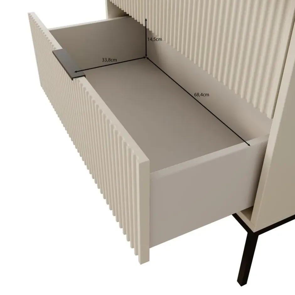 Meubella - Delaware - Ladekast 4 lades - Beige - 76x40x116 cm