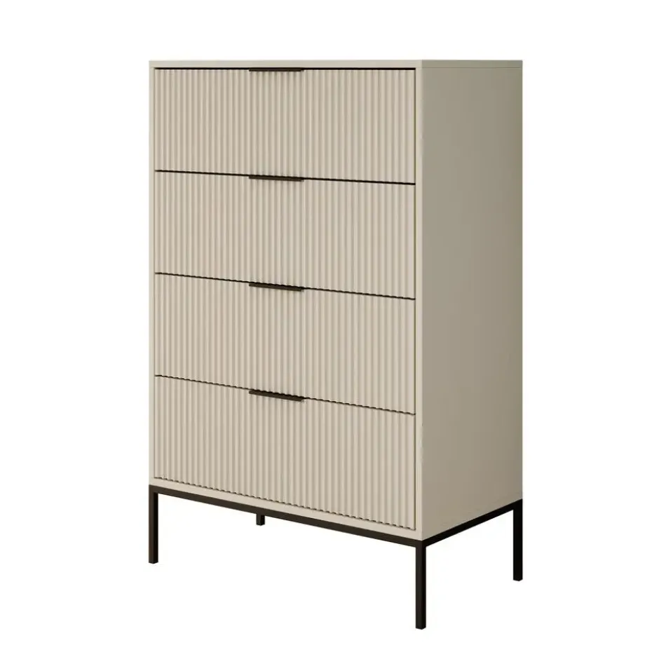 Meubella - Delaware - Ladekast 4 lades - Beige - 76x40x116 cm