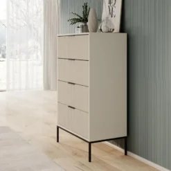 Meubella - Delaware - Ladekast 4 lades - Beige - 76x40x116 cm