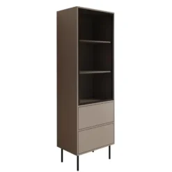 Meubella - Dimora - Vitrinekast - Beige - 60x40x185 cm