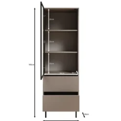 Meubella - Dimora - Vitrinekast - Beige - 60x40x185 cm