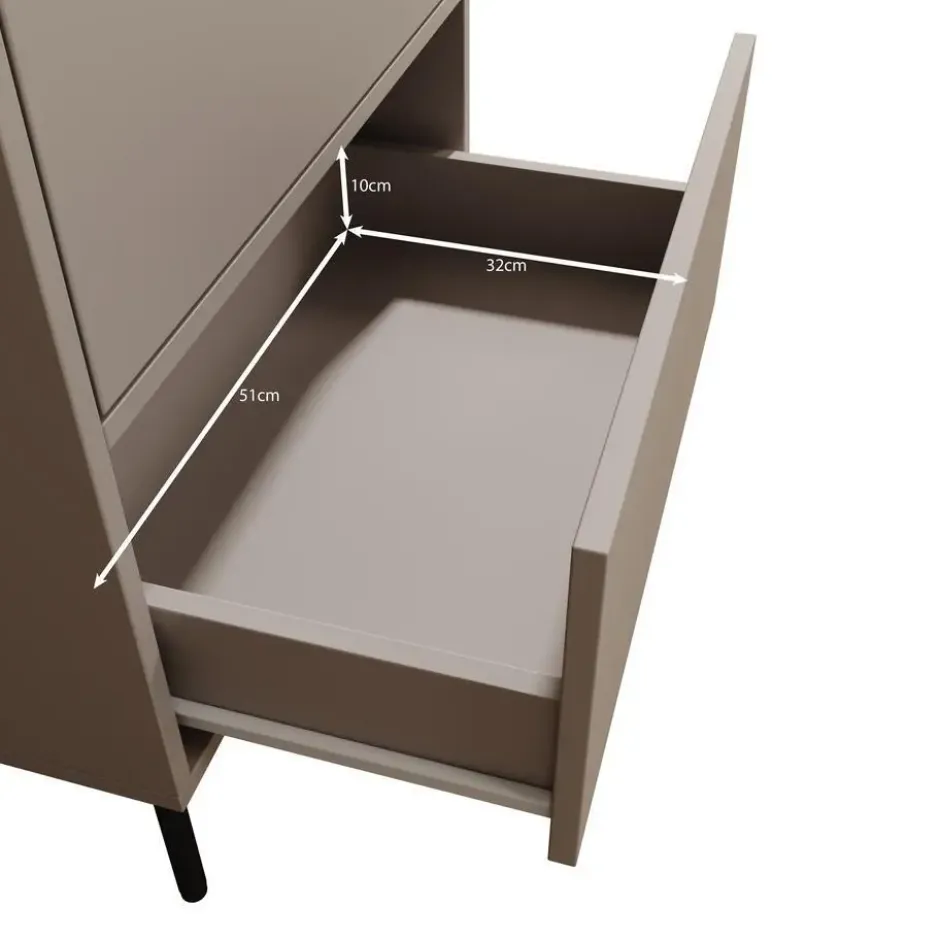 Meubella - Dimora - Vitrinekast - Beige - 60x40x185 cm
