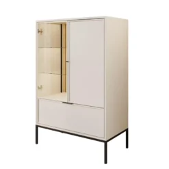 Meubella - Dominica - Vitrinekast - Beige - 76x40x184 cm