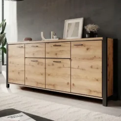 Meubella - Dressoir Acapulco - Eiken - Zwart - 213 cm