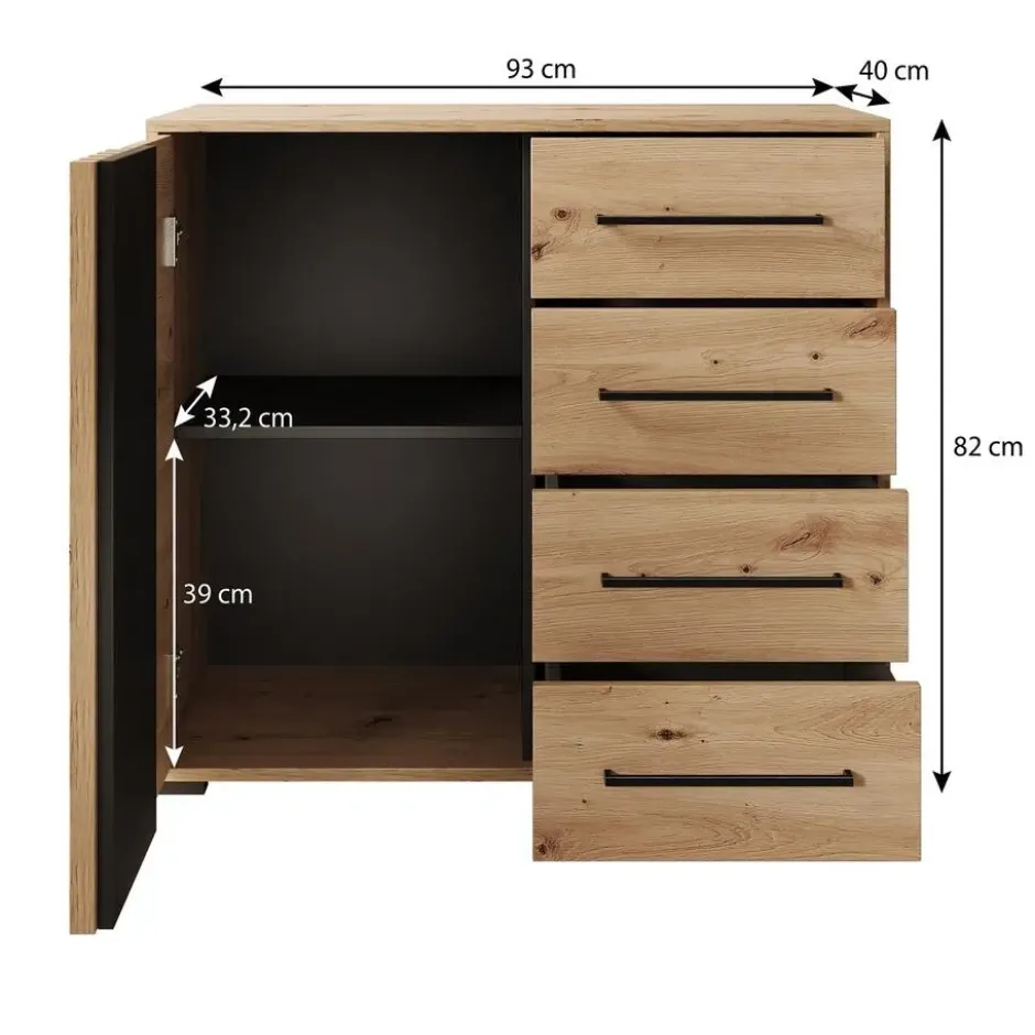 Meubella - Dressoir Adyson - Eiken - 93 cm