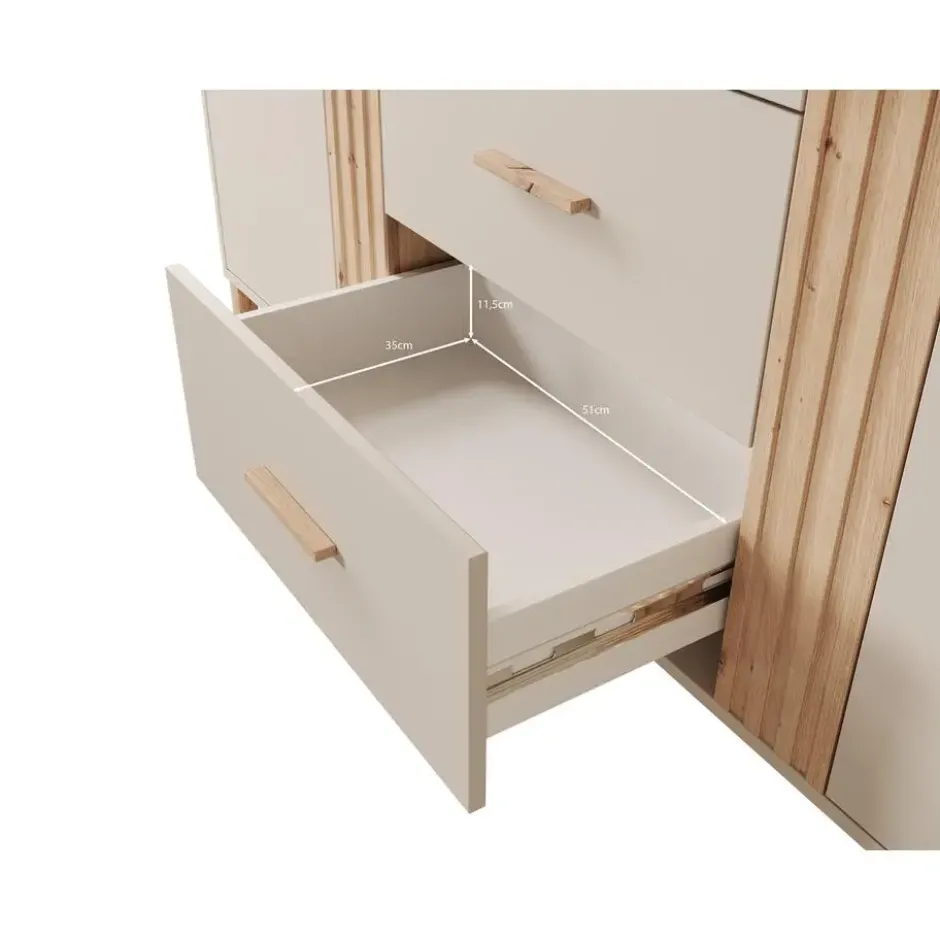 Meubella - Dressoir Bahia - Beige - 163 cm