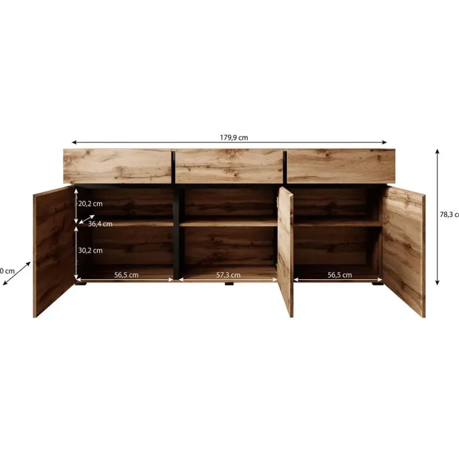 Meubella - Dressoir Cainan - Beige - 180 cm
