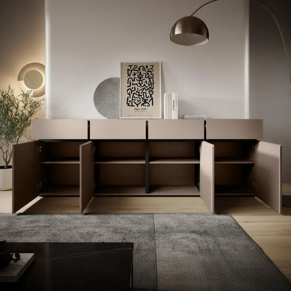 Meubella - Dressoir Cainan - Beige - 225 cm