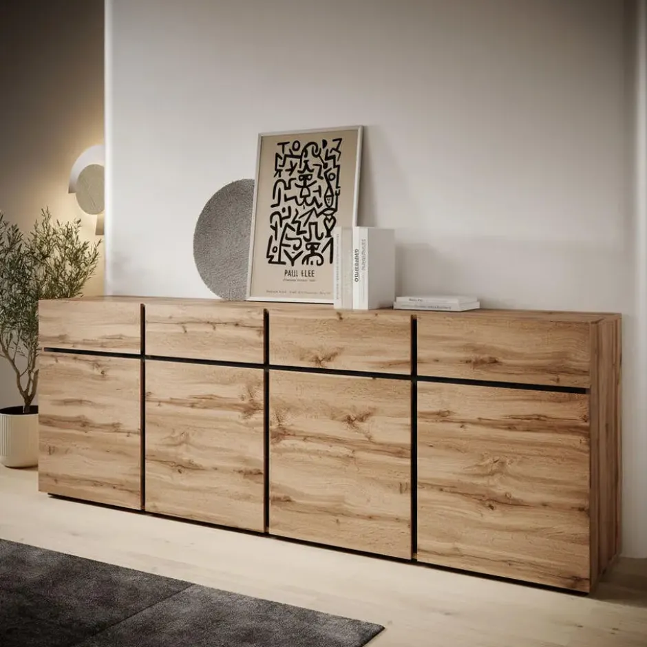 Meubella - Dressoir Cainan - Eiken - 225 cm