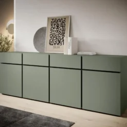 Meubella - Dressoir Cainan - Groen - 225 cm