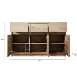 Meubella - Dressoir Cuarto 2 - Eiken - 138 cm