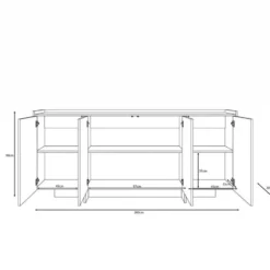 Meubella - Dressoir Jaxon - Eiken - 200 cm
