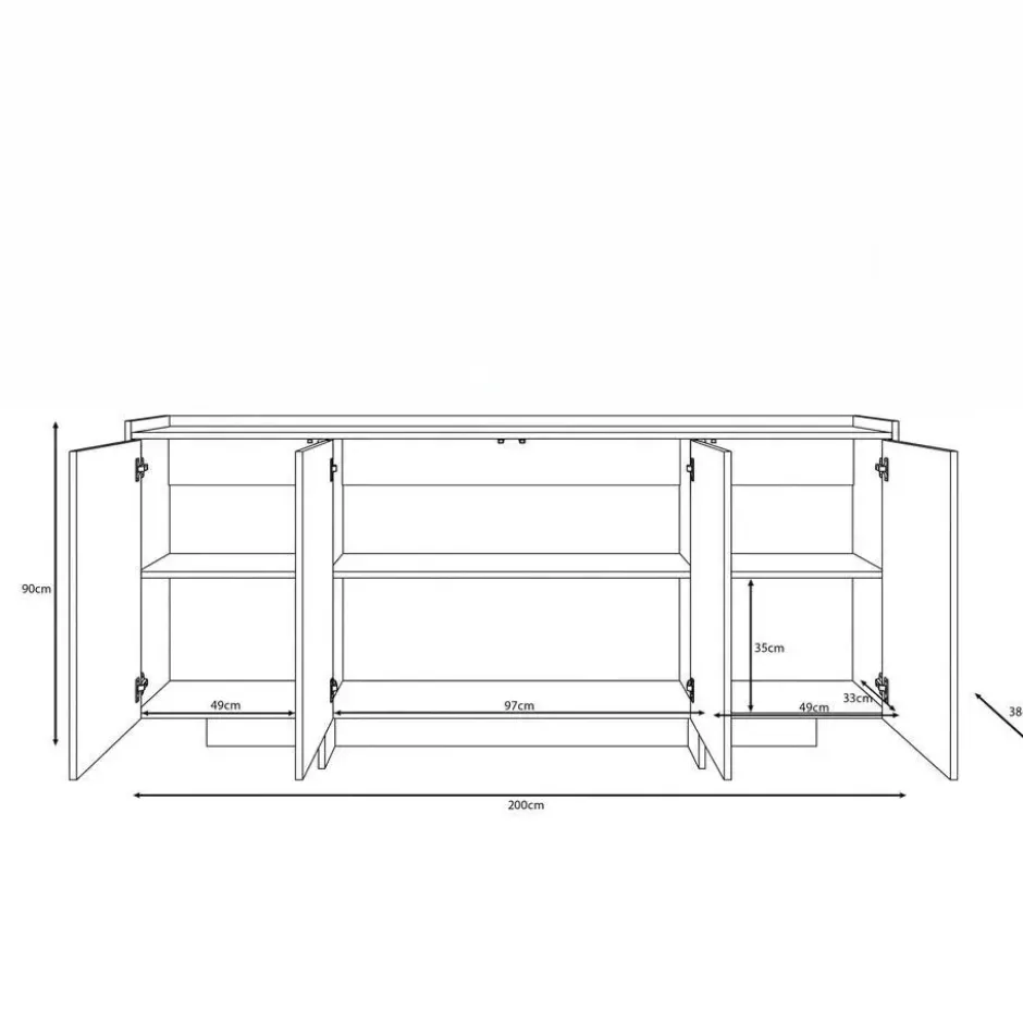 Meubella - Dressoir Jaxon - Eiken - 200 cm